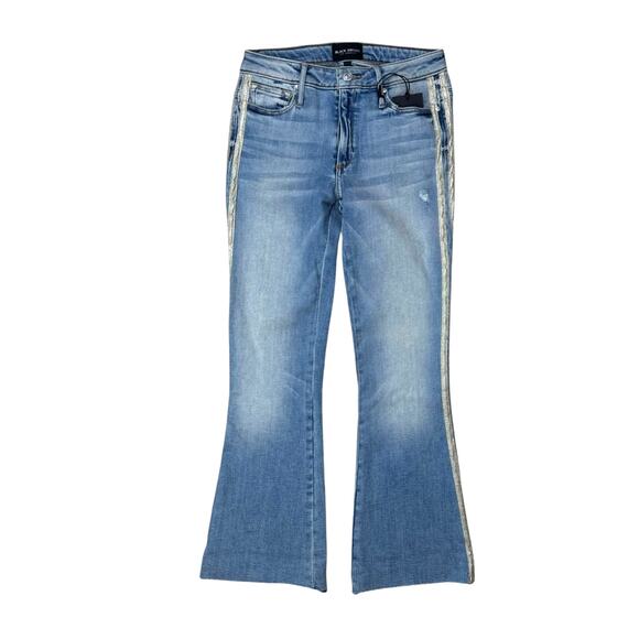 Black Orchid Vintage Rehab NWT Chrissy Kick Flare Racing Side Stripes Jeans - Picture 3 of 11